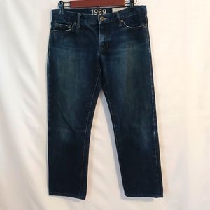 1969 The Original Dark Wash Strsight Leg W-4 Slightly Distressed. No Stretch